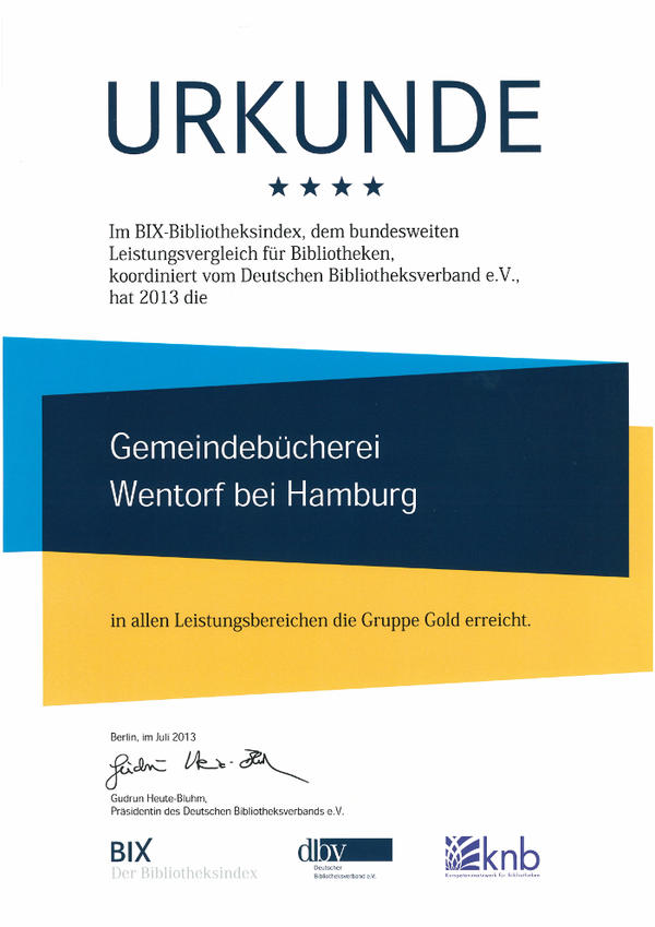 BIX-Bibliotheksindex Urkunde 2013
