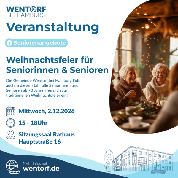 Gemeinde Wentorf l�dt am 2.12.2026 zur Seniorenweihnachtsfeier ein