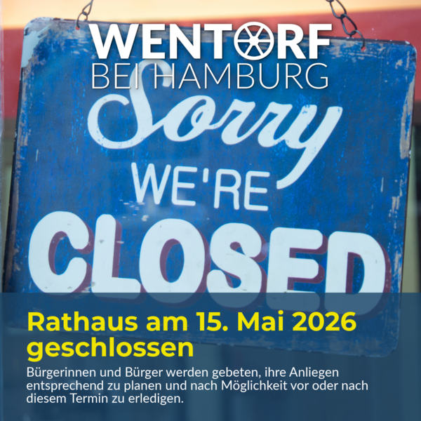 Rathaus am 15. Mai 2026 geschlossen