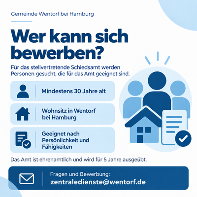 Stellvertretende Schiedsperson f�r Wentorf bei Hamburg gesucht
