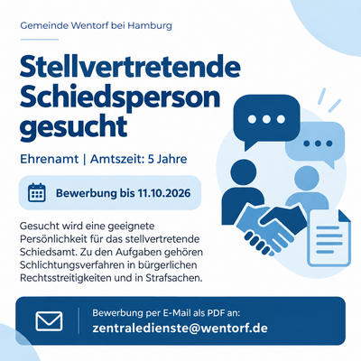 Stellvertretende Schiedsperson f�r Wentorf bei Hamburg gesucht